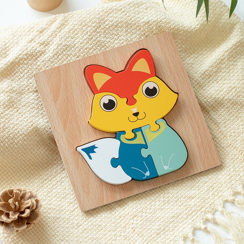 Wooden Early Education Cognitive Children'S Educational Toys Wooden Animal Traffic Shape Matching 3D Three-Dimensional Puzzle - Image 1