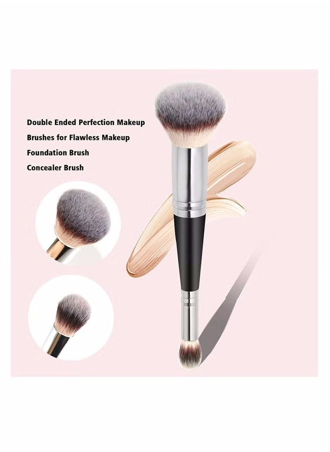 GOOD DEAL - Makeup Brushes Dual-ended Foundation Brush Concealer Brush Perfect Any Look Premium Luxe Hair Rounded Taperd Flawless Brush Ideal for Liquid Cream Powder Blending Buffing Concealer - Image 1