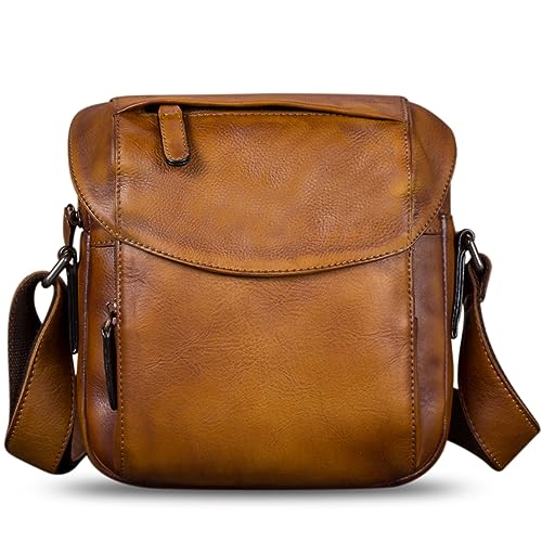 IVTG Genuine Leather Messenger Bag for Men Crossbody Shoulder Bag Satchel Casual Sling Daypack Work Business Daily Purse (Brown) - Image 2