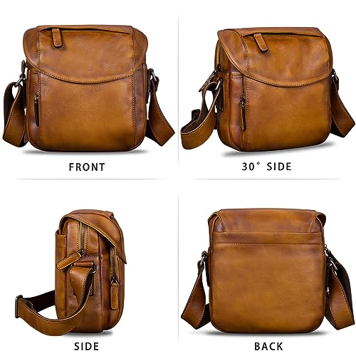 IVTG Genuine Leather Messenger Bag for Men Crossbody Shoulder Bag Satchel Casual Sling Daypack Work Business Daily Purse (Brown) - Image 4