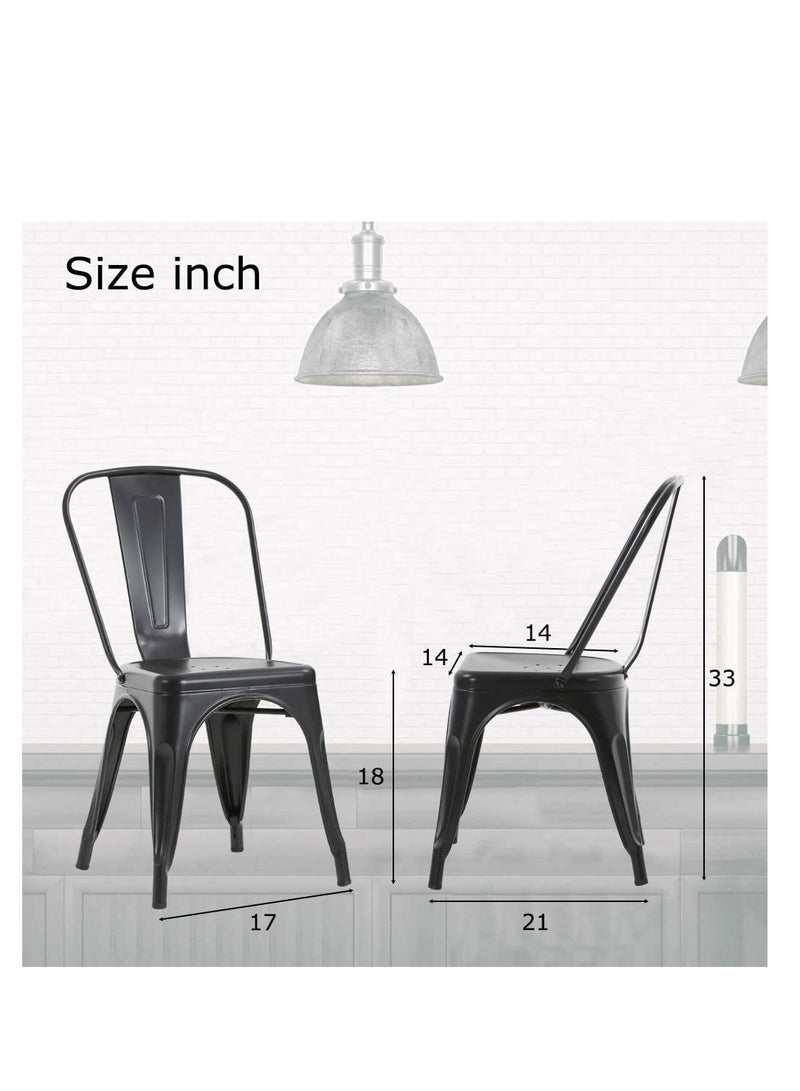 Ripple FURNITURE Dining Chairs Set Of Four Indoor Outdoor Chairs Patio Chairs Kitchen Metal Chairs Restaurant Chair Metal Stackable Chair No Installation Required - Image 2