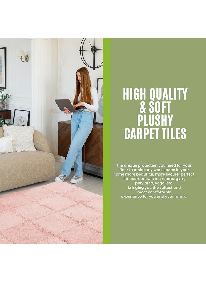 null - 4/12 Tiles Interlocking Carpet Tiles Soft Fluffy Baby Play Mat Short Velvet Foam Puzzle Floor Mats for Children Kids Toddler Play Area Home Bedroom Parlor - Image 1