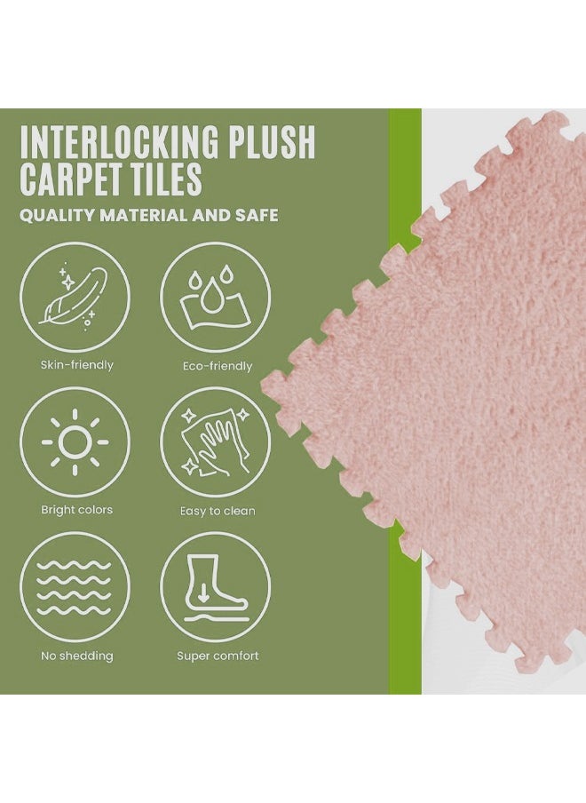 null - 4/12 Tiles Interlocking Carpet Tiles Soft Fluffy Baby Play Mat Short Velvet Foam Puzzle Floor Mats for Children Kids Toddler Play Area Home Bedroom Parlor - Image 1