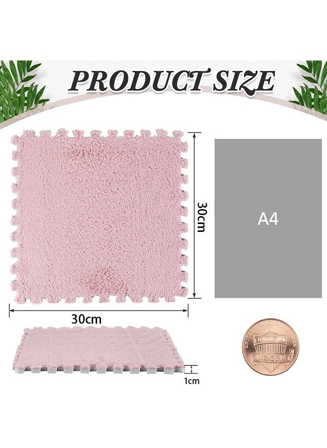 null - 4/12 Tiles Interlocking Carpet Tiles Soft Fluffy Baby Play Mat Short Velvet Foam Puzzle Floor Mats for Children Kids Toddler Play Area Home Bedroom Parlor - Image 1