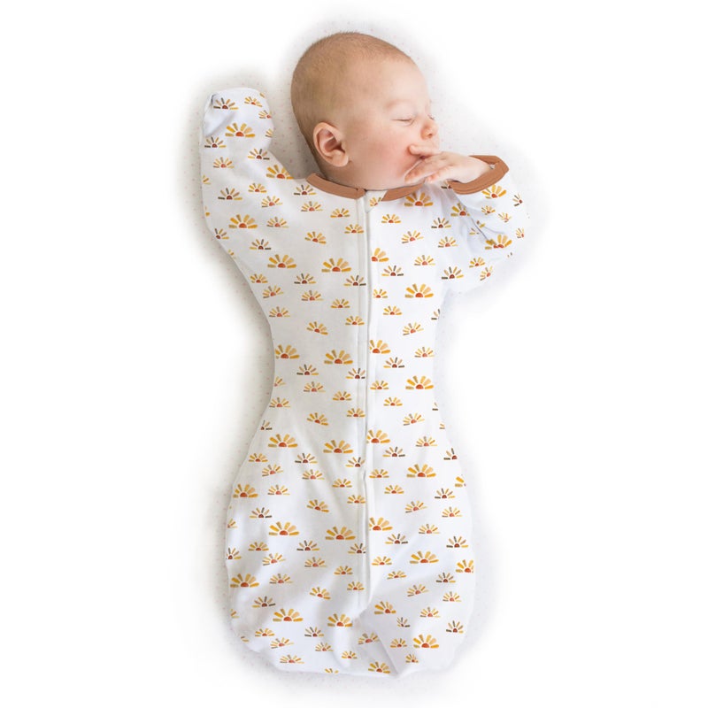 SwaddleDesigns SwaddleDesigns Transitional Swaddle Sack Arms Up HalfLength Sleeves Mitten Cuffs Swaddle for Newborn Transition to Baby Sleep Sack Wearable Blanket Med 36 mo 1421 lb Watercolor Sunny Days 