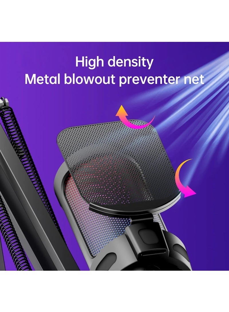 SHOPI 🎤 Wired Professional Gaming Microphone, Studio-Grade Condenser Mic with Adjustable Stand, Perfect for Streaming, Recording, Voice Chat & Online Lessons - Image 3