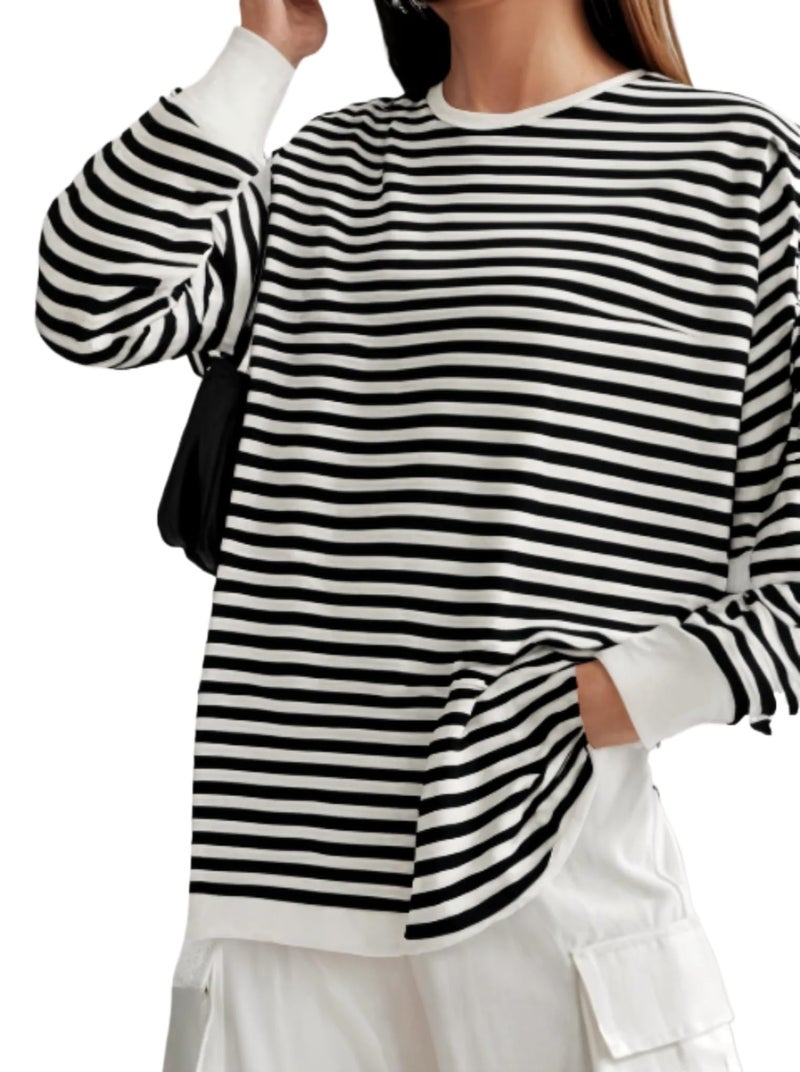 MACK JONNEY Women Striped T-Shirt || T-Shirt for Women || Full Sleeve T Shirt || T-Shirt-MACK640530 - Image 1