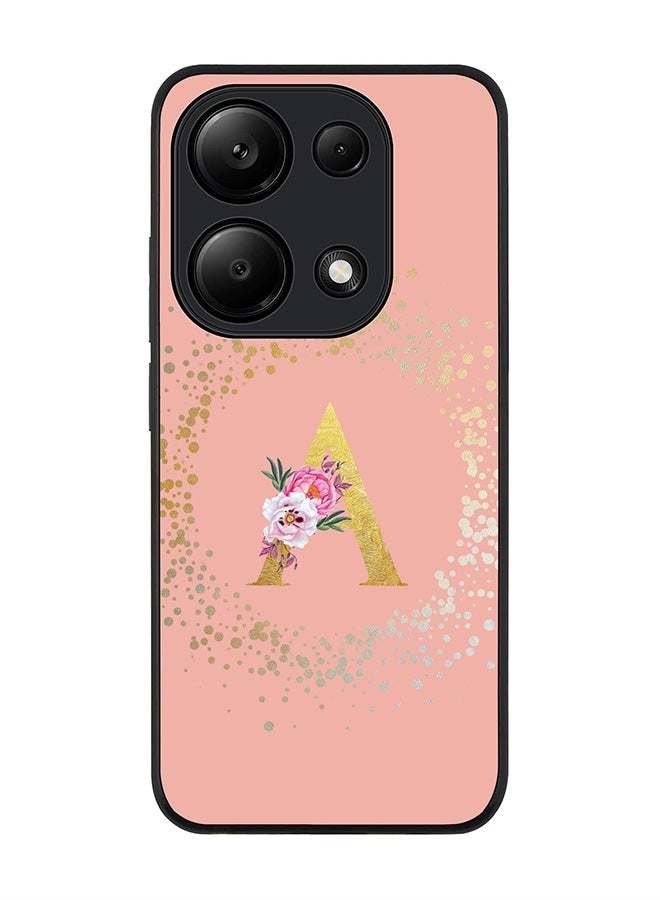 Stylizedd Rugged Case for Xiaomi Redmi Note 13 Pro 4G / Xiaomi Poco M6 Pro 4G  - Custom Monogram Initial Letter Floral Pattern Alphabet- A(Rose Pink) - Image 1