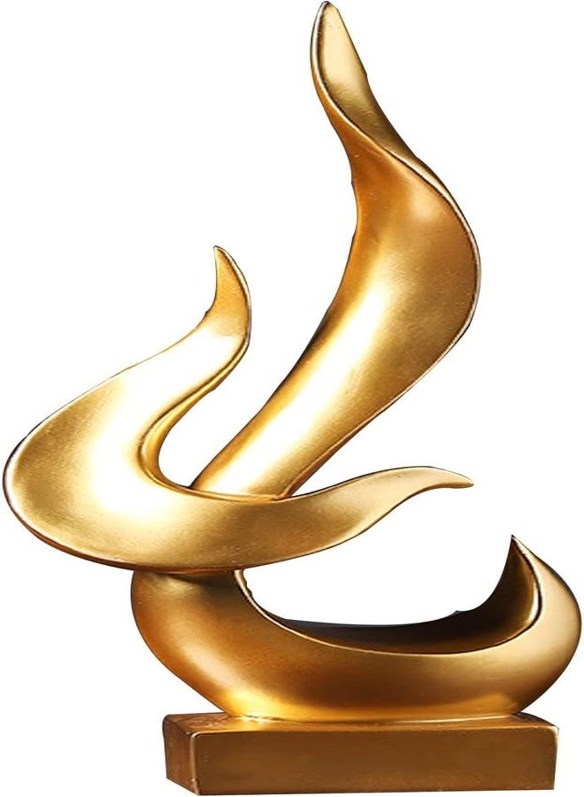 Cart Log Modern Abstract Flame Sculpture - Gold Resin Art Decor for Living Room, Office, and Coffee Table - Image 1