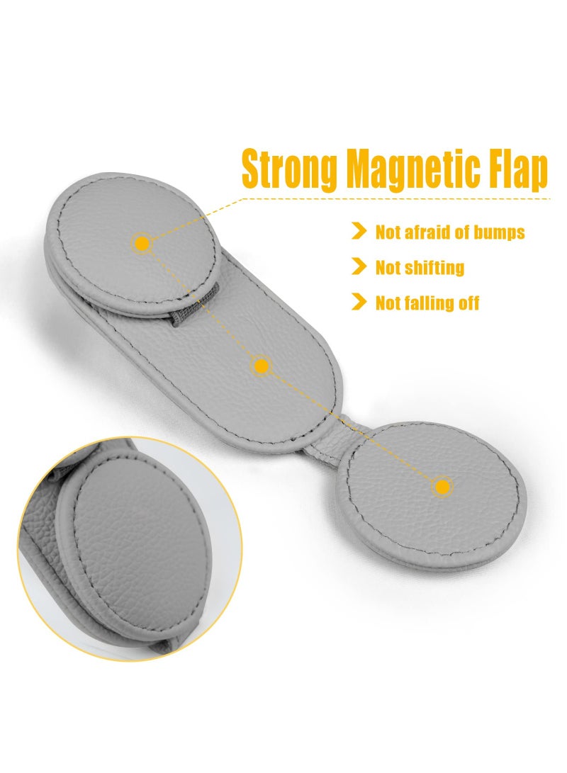 SYOSI Sunglasses Holders for Car Sun Visor Leather Magnetic Sunglasses Clip Storing Glasses CardsUniversal for Car Sun Visor Internal Accessories （Gray）  - Image 3