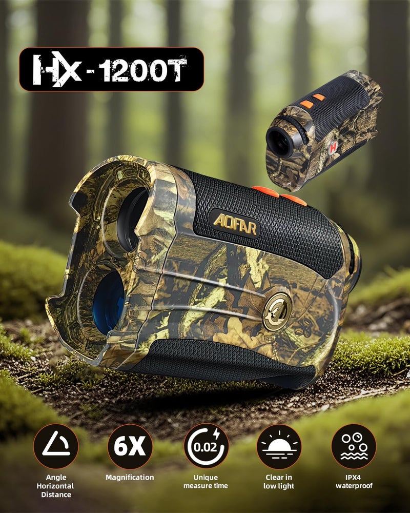 AOFAR HX-1200T Range Finder for Hunting Archery, 1200 Yards with Angle and Horizontal Distance, Shooting Wild Waterproof Coma Rangefinder, 6X 25mm, Range and Bow Mode, Free Battery Gift Package - Image 2