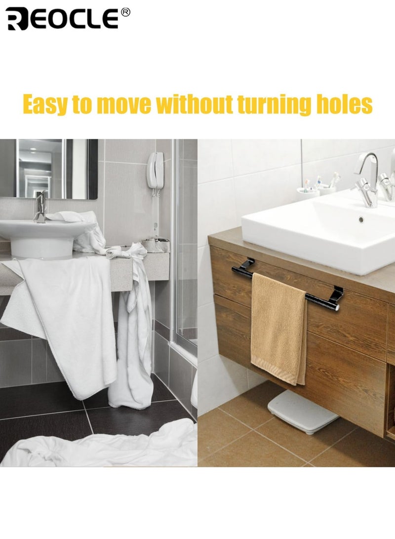 REOCLE 2pcs No-Drill Wall-Mounted Towel Rack Strong Load Capacity Single Bar Holder for Towels and Washcloths Space-Saving Bathroom Organizer Perfect for Home and Kitchen Use - Image 5