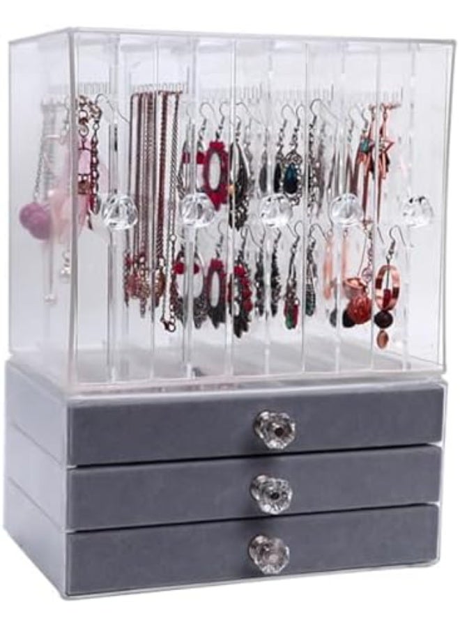عربست منظم مجوهرات أكريليك متعدد الطبقات، صندوق تخزين شفاف للأقراط والقلائد مع غطاء، مناسب للاستخدام المنزلي وعرض المجوهرات في المتاجر. - Image 3