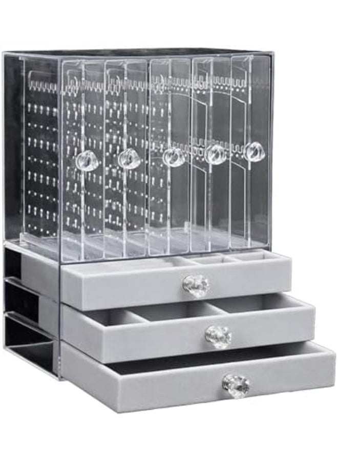 عربست منظم مجوهرات أكريليك متعدد الطبقات، صندوق تخزين شفاف للأقراط والقلائد مع غطاء، مناسب للاستخدام المنزلي وعرض المجوهرات في المتاجر. - Image 1