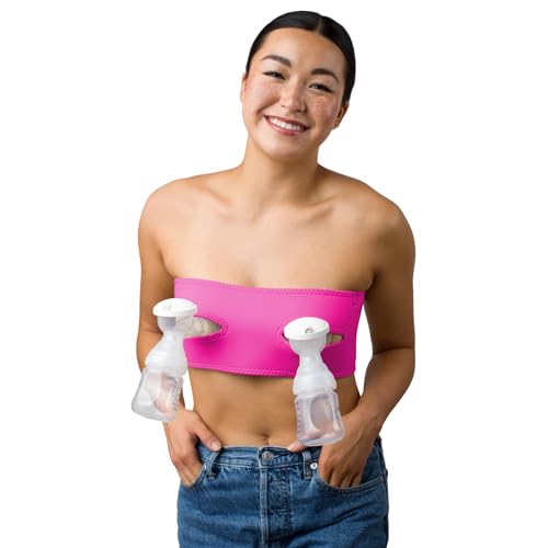 Lavie Pump Strap Hands-Free Pumping Bra, Breast Pump Bra for Breastfeeding Pumps for Women, Hands Free Pumping Bustier Pink - Image 1