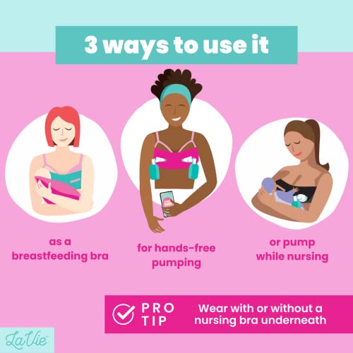 Lavie Pump Strap Hands-Free Pumping Bra, Breast Pump Bra for Breastfeeding Pumps for Women, Hands Free Pumping Bustier Pink - Image 5