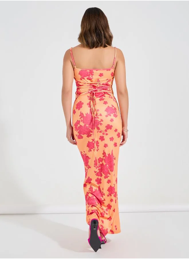 ستايلي Floral Print Strappy A-line Maxi Dress