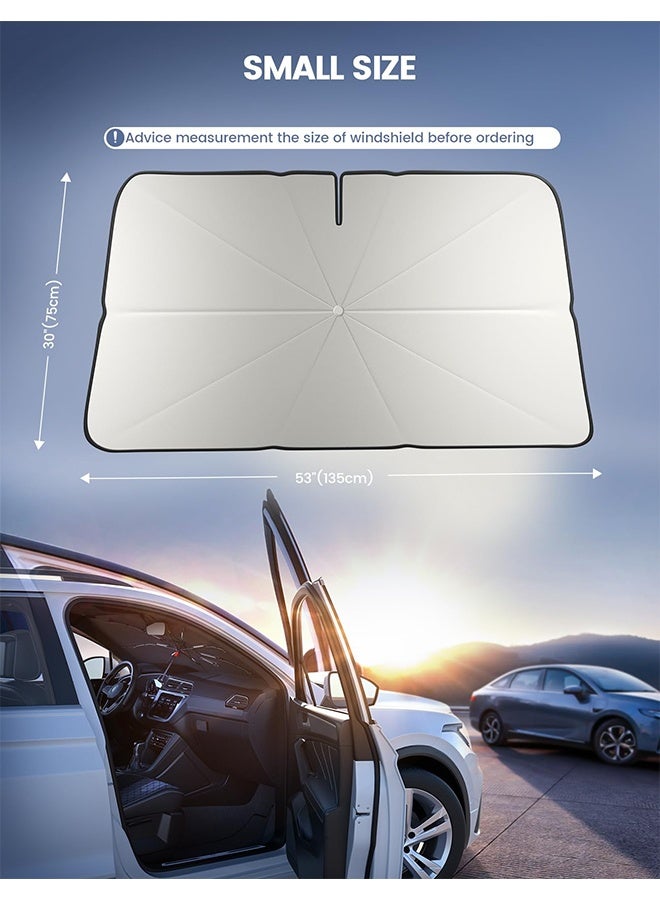 meayul Foldable Car Windshield Sunshade Umbrella for Heat Protection, 5 Layer Reflective Sun Cover Blocks UV Rays, 10-Rib Fiberglass Frame for Durability, 140x80CM Front Window Sun Visor Protector for Most Cars, SUVs, and Trucks - Image 5