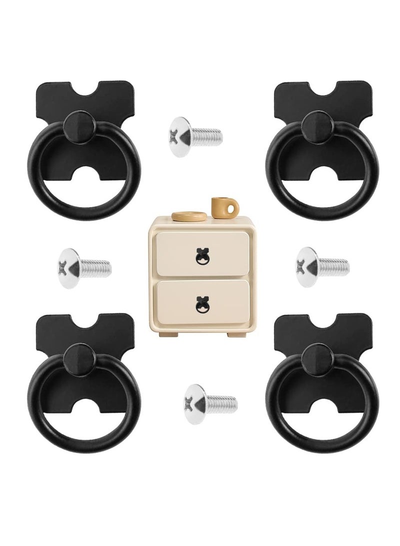 4 Pcs Drawer Handles and Ring Pull, Vintage Metal Drawer Pulls with Screws Cabinet Door Knobs for Cabinet Wardrobe Cupboard Dresser Door Furniture Nightstand (Black) - Image 1