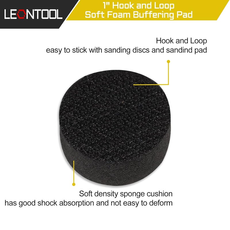 LEONTOOL 5 Pack 1 Inch Hook and Loop Soft Foam Buffering Pad, Sponge Cushion Buffer Backing Pad No Hole, 25 mm for Sanding Pad - Image 2