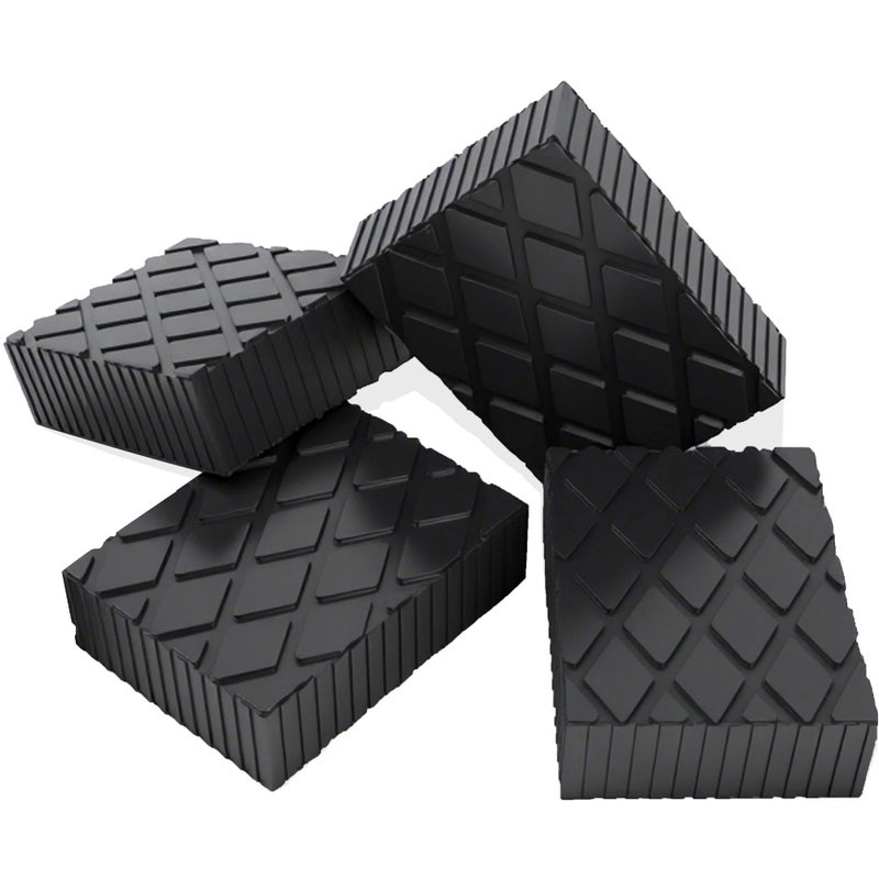 Yudylg يوديلغ 4 عبوات 6-3/8" x 4-3/4" x 2" وسادات رفع مطاطية صلبة، كتل مطاطية ثقيلة للسيارات، كتل رفع، وسادات مثبتة للمخيم - نسيج مضاد للانزلاق، سعة 3000 رطل - Image 1