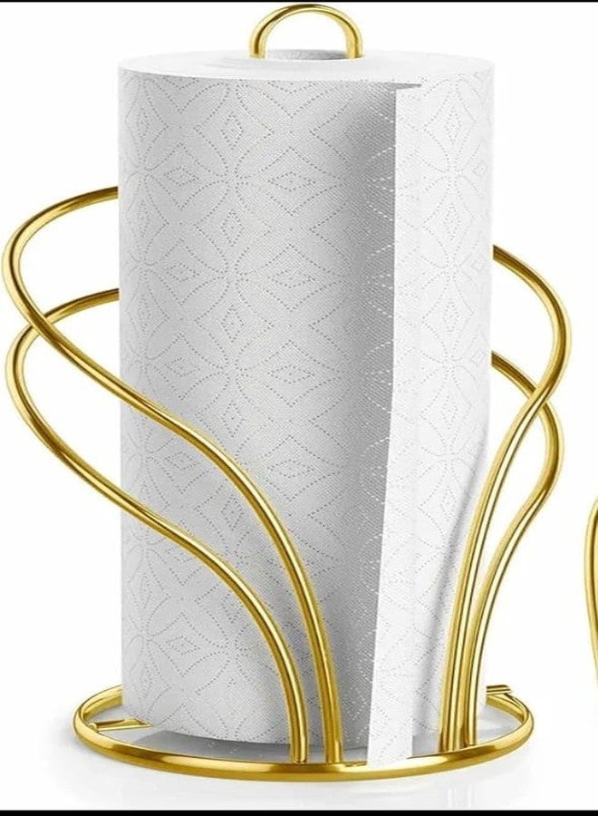 CentraLit Gold Metal Tissue Roll Holder for Kitchen | Paper Towel Holder Stand for Countertop, Dining Table & Bathroom | Premium Modern Napkin Holder for Home Décor | Rust-Free Wire Design - Image 1