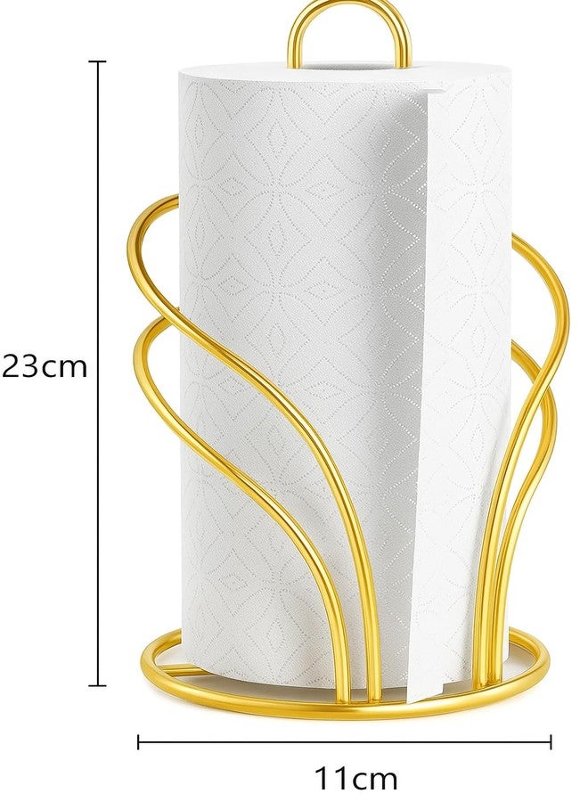 CentraLit Gold Metal Tissue Roll Holder for Kitchen | Paper Towel Holder Stand for Countertop, Dining Table & Bathroom | Premium Modern Napkin Holder for Home Décor | Rust-Free Wire Design - Image 4