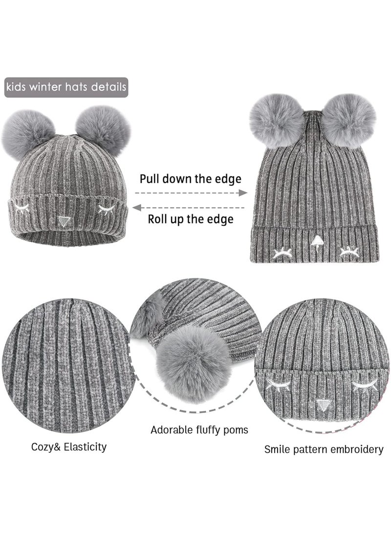 SOLARAE Warm Knit Beanie Hat, Neck Scarf, and Touchscreen Gloves Set for Toddler Boys and Girls (3-10 Years) - Perfect Winter Gift - Image 4