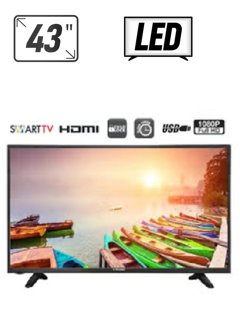 توشيرو تلفزيون 43 بوصة ذكي بدقة Full HD بنظام تشغيل Android OS LED، تلفزيون LED نحيف مع جهاز تحكم عن بعد | التطبيقات الذكية بما في ذلك تويتر وفيسبوك وسكايب | منافذ HDMI وUSB، وضع AV،| صوت ديناميكي - TRO43SLED أسود  - Image 4