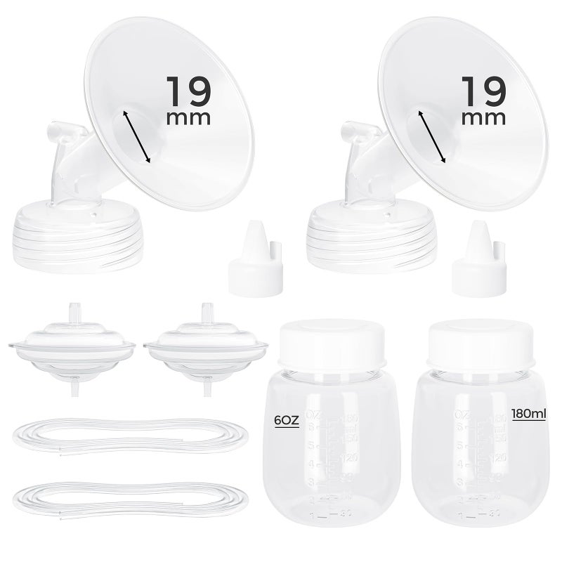 Paruu Pump Parts Compatible with Spectra S1/S2/9 Plus, Not Original Accessories, Full Set Replacements Include 19mm Flanges, Valves, Backflow Protectors (Duckbills Included), Tubings and Bottles - Image 1