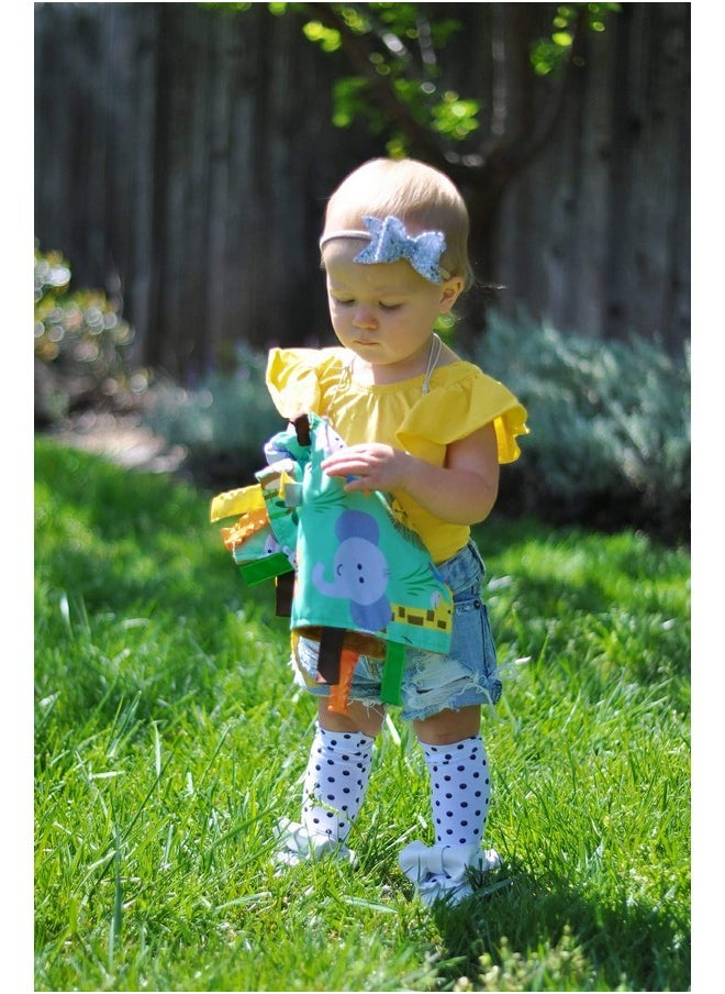 The Learning Lovey Baby Jack & Co 8X8” Jungle Lovey Tag Toys For Babies Baby Crinkle Toys Crinkle Toys For Baby Soft & Safe Learn Shapes & Colors Ideal Baby Toy Bpa Free Wstroller Clip  - Image 5