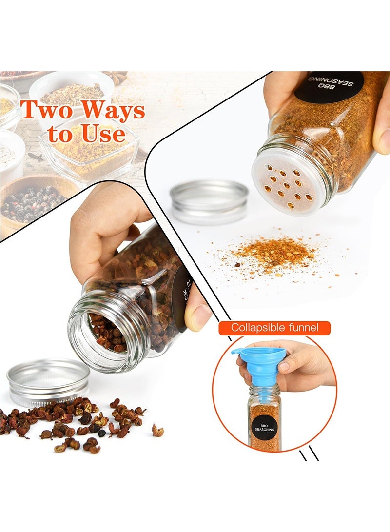 Topyich 24pcs Spices Organizer - 4oz Glass Spice Jars with Metal Caps, Shaker Lids, Labels & Tools for Spice Rack - Image 3