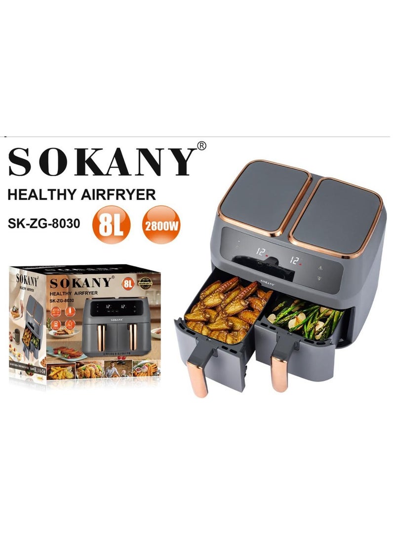 sokany مقلاة هوائية مزدوجة الاستخدام من سوكاني SK-ZG-8030 ذات منطقتين ووحدة إعصارية واحدة  - Image 2