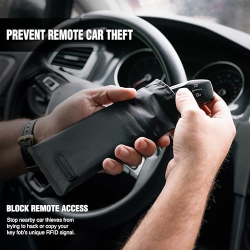 Faraday Defense Faraday Key Fob Jacket | RFID Signal Blocking & Water Resistant | Anti-Hacking | Ultimate Car Anti-Theft Protection Shielding Bag for Key Fobs and Key Cards | Magnetic Closure | Three Layers - Image 2