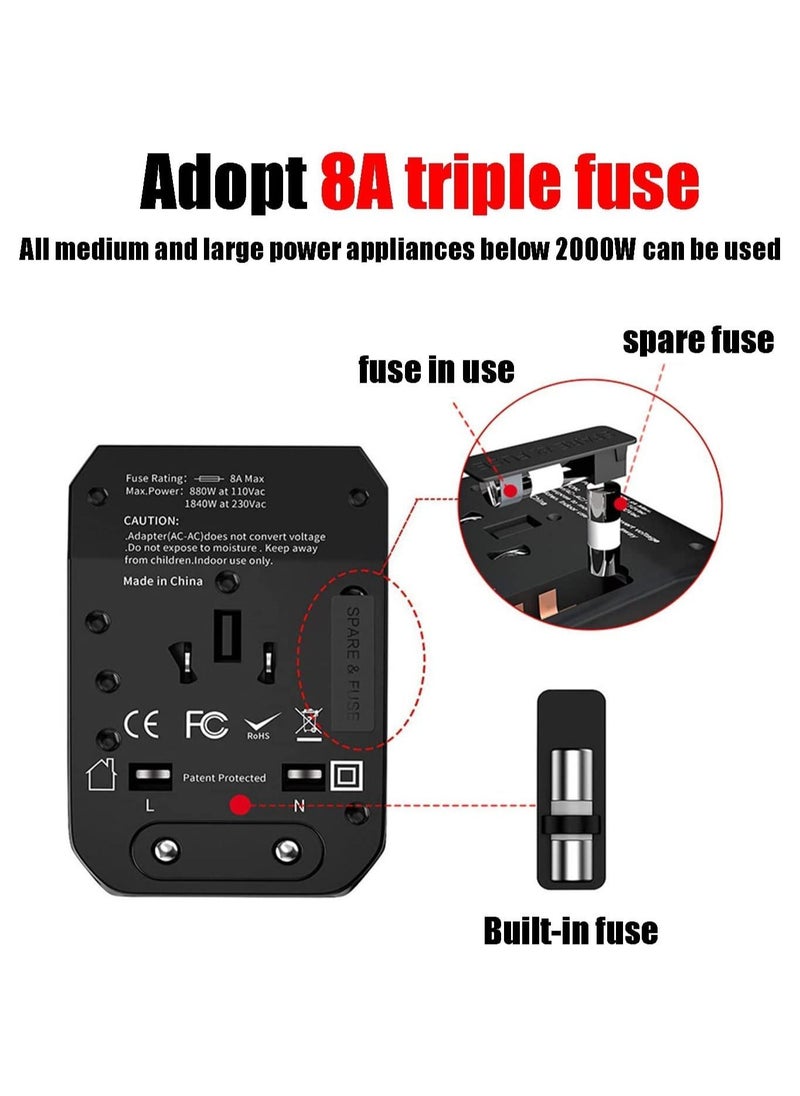 VKL - Universal Travel Adapter USB Worldwide All in One Charger Power Adapter, International Wall AC Plug Adaptor with 5.6A Smart and 3.0A Type-C for USA EU UK AUS W/Storage Bag - Image 1