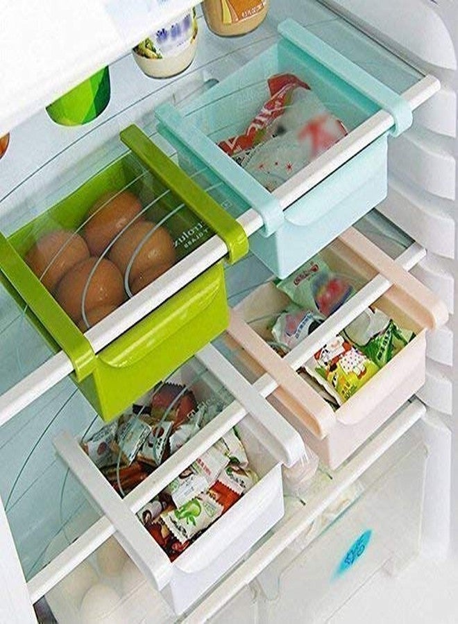 Ngel Plastic Multipurpose Fridge Sliding Drawer Storage Organizer Space Saver Shelf (Multicolour)(Pack of 3) - Image 1