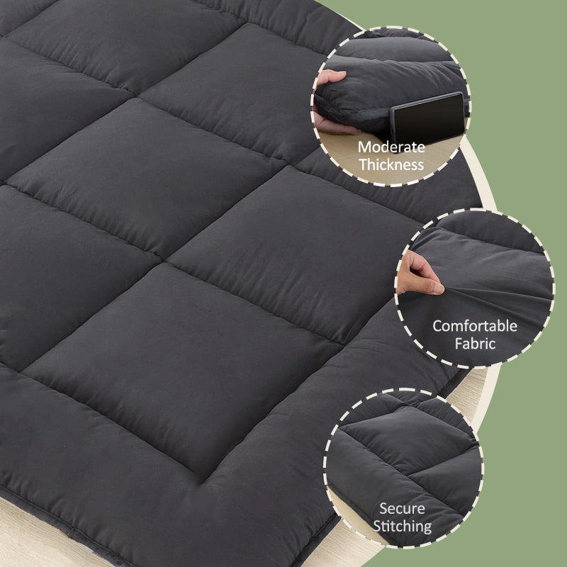 SHOUREN Japanese Floor Mattress Foldable & Portable Roll Up Futon Mattress 3" Grey Tatami Mat for Adult and Kidsï¼ŒShredded Memory Foam Filled with Straps Sleeping Pad Suitable for Campingï¼Œ39"x 80" Twin Size - Image 5