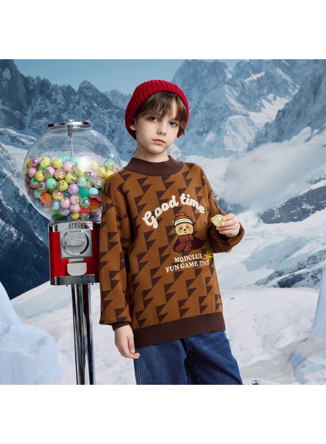 مكد سترة أولاد Mqd بطباعة كرتون برقبة شبه عالية بأسلوب أكاديمي للربيع والخريف - Image 2