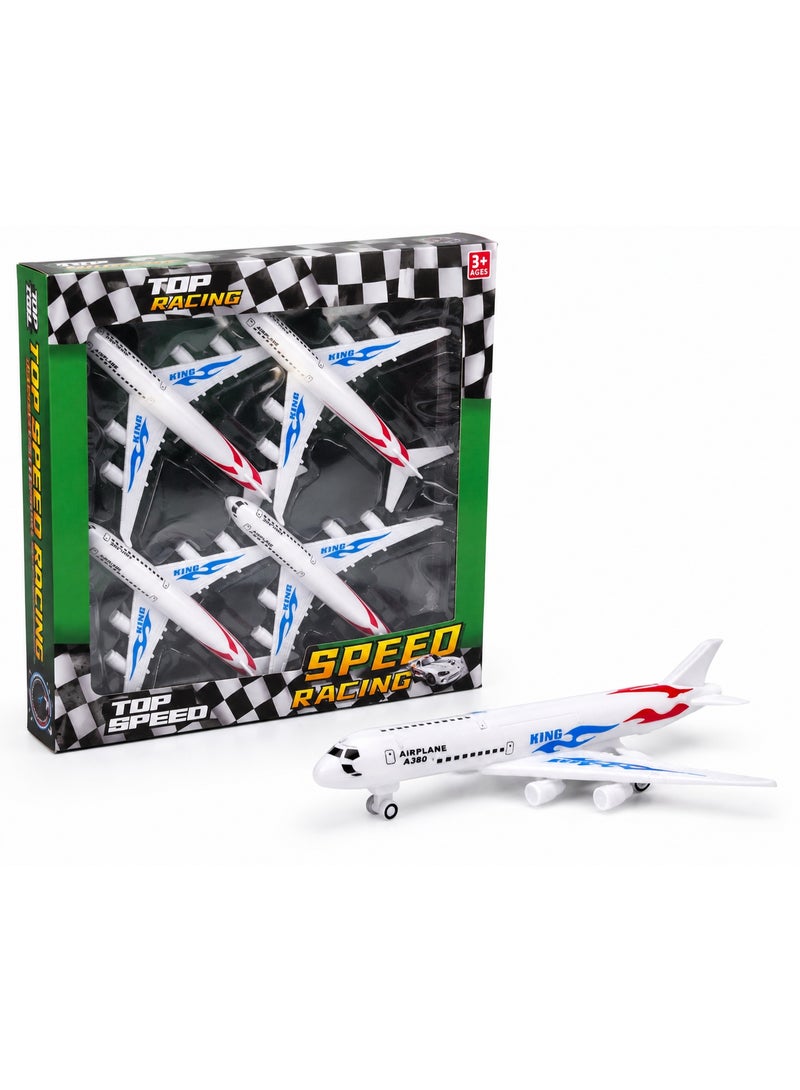 مجموعة طائرات Top Speed Racing تعمل بالاحتكاك – 4 طائرات صغيرة للأطفال +3 سنوات، لعبة دفع وانطلاق - Image 1
