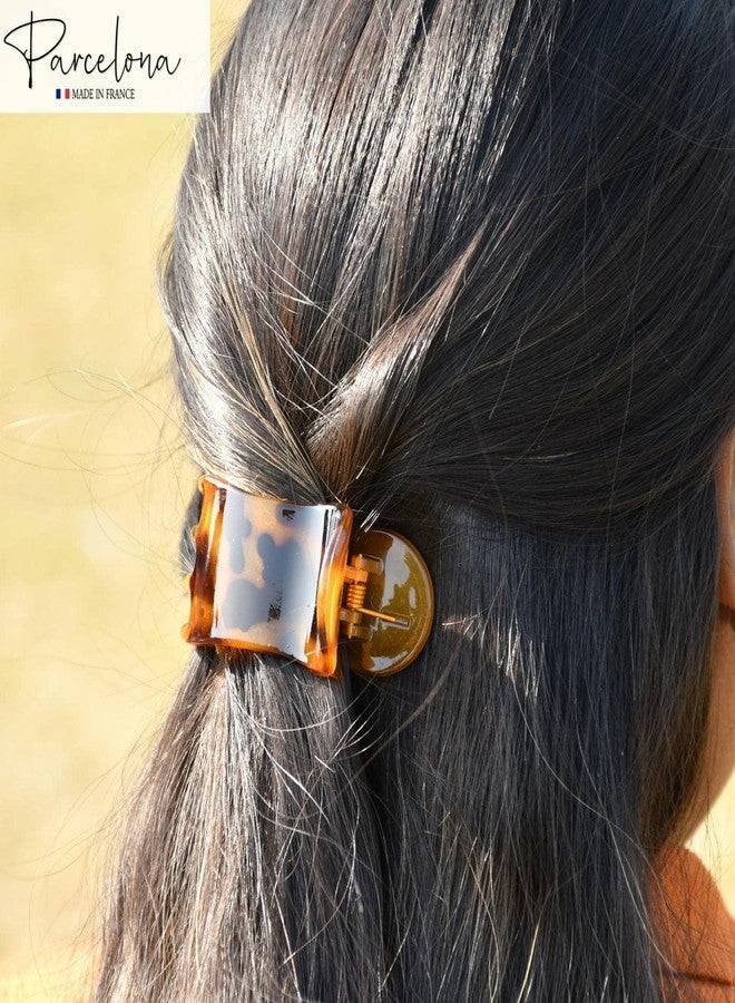 Parcelona French Simply Bear Paw Medium 3” Celluloid Acetate Side Slide In Jaw Yoga Fine Hair Claw Clip for Women and Girls (Light Tortoise Shell) - Image 2