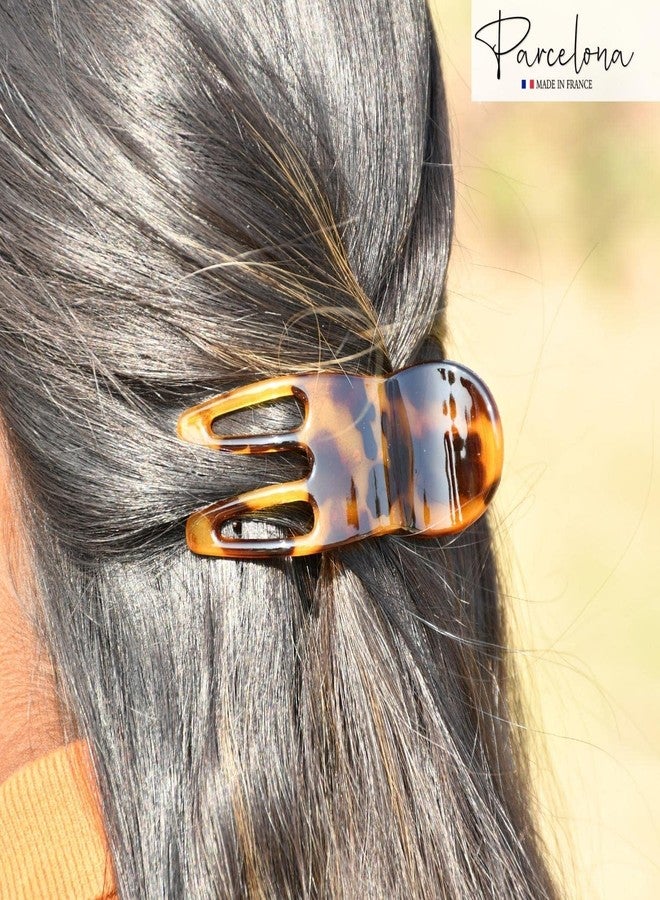Parcelona French Simply Bear Paw Medium 3” Celluloid Acetate Side Slide In Jaw Yoga Fine Hair Claw Clip for Women and Girls (Light Tortoise Shell) - Image 3
