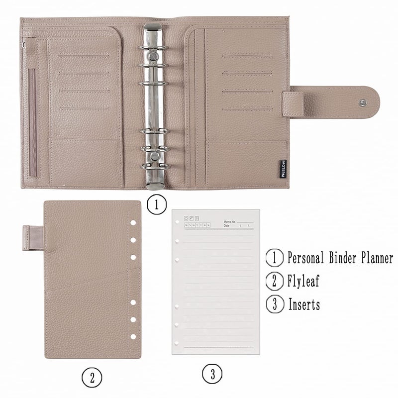 Moterm Personal Luxe Rings Planner - Genuine Leather Binder Organizer (Pebble-Olive, 30mm Ring) - Image 2