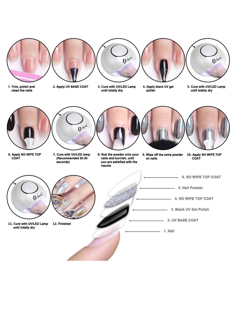 SYOSI Nail Powder 8 Colors 1g/Jar Holographic Chrome Mirror Laser Synthetic Resin Pigment Manicure Art Pigment Manicure Powder for Nails with 8 Eyeshadow Sticks - Image 3