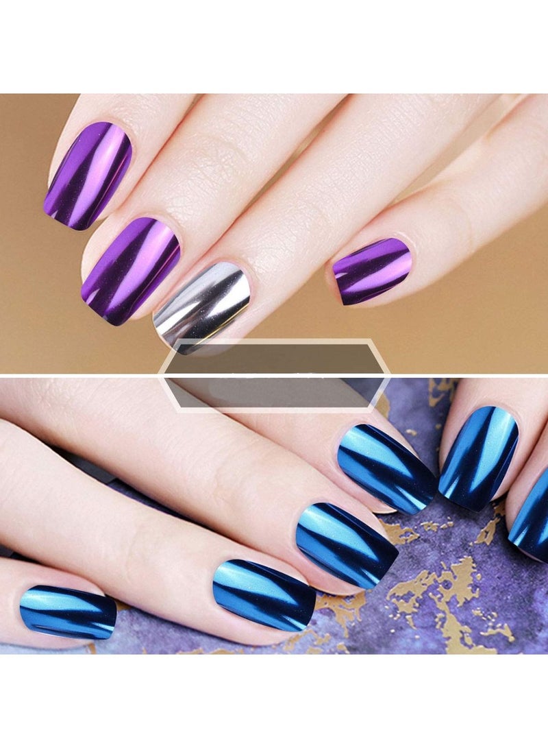 SYOSI Nail Powder 8 Colors 1g/Jar Holographic Chrome Mirror Laser Synthetic Resin Pigment Manicure Art Pigment Manicure Powder for Nails with 8 Eyeshadow Sticks - Image 4