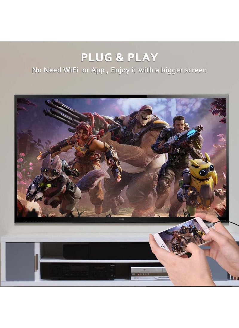 SYOSI محول SYOSI من النوع C إلى HDMI، محول رقمي للفيديو بدقة 4K HD لأجهزة iPhone وAndroid، كابل USB C إلى HDMI بطول 1.8 متر لموصل شاشة المزامنة، للتلفزيون عالي الدقة/الشاشة/جهاز العرض  - Image 2
