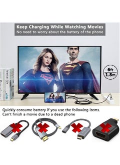SYOSI SYOSI Type C to HDMI Adapter, 4K HD Video Digital Converter for iPhone & Android, 1.8m USB C to HDMI Cable for Sync Screen Connector, for HDTV/Monitor/Projector  - Image 4