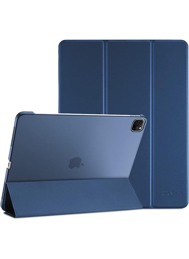Procases - iPad Pro 12.9 Case 2022/2021 / 2020/2018, Slim Stand Hard Back Shell Smart Cover for iPad Pro 12.9 Inch 6th Generation 2022 / 5th Gen 2021 / 4th Gen 2020 / 3rd Gen 2018 -Darkblue - Image 1