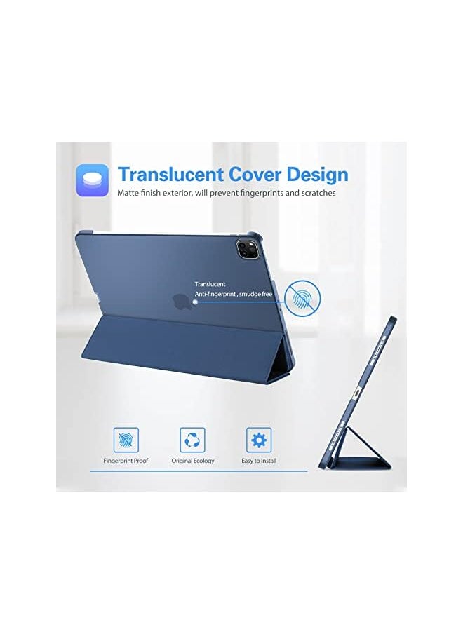 Procases - iPad Pro 12.9 Case 2022/2021 / 2020/2018, Slim Stand Hard Back Shell Smart Cover for iPad Pro 12.9 Inch 6th Generation 2022 / 5th Gen 2021 / 4th Gen 2020 / 3rd Gen 2018 -Darkblue - Image 1