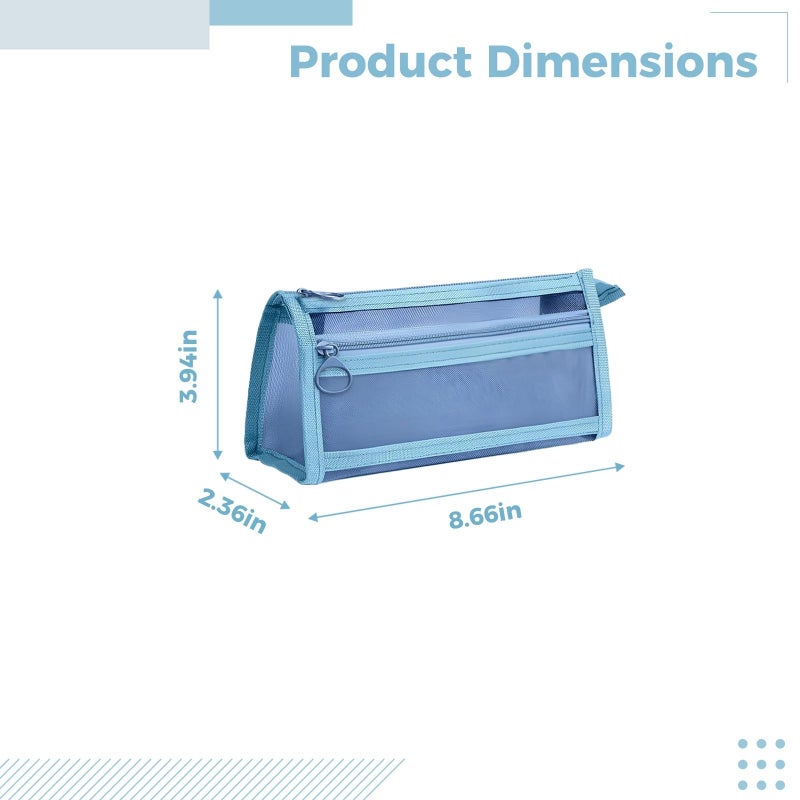 Double Layer Mesh Pencil Case Set Large Capacity Transparent 4 Pcs With Zipper Storage - Image 5