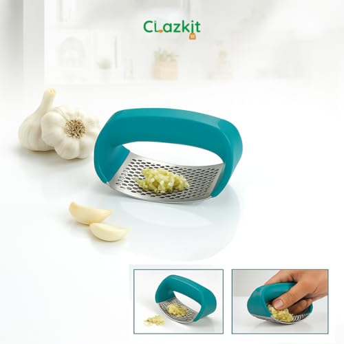 Clazkit Kitchen Stainless Steel Garlic Press with Ergonomic Handle,Garlic Crusher, Handy Garlic Crusher, Kitchen Garlic Crushing Tool Stainless Steel - Image 3
